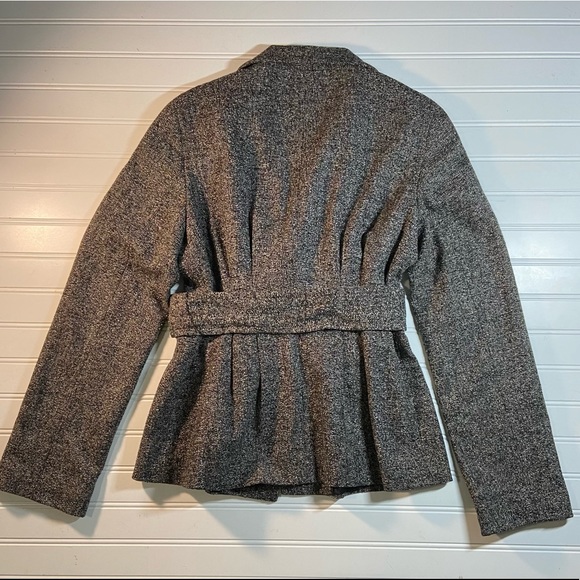 Ann Taylor Ladies Size 2 Lined Classic Gray Tweed Jacket Removable Belt Ex Cond - Picture 4 of 7
